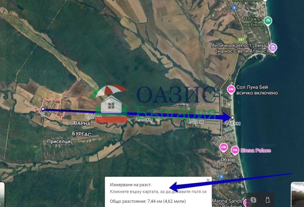 Парцел в УПИ в с. Попович, Общ. Бяла, област Варна, 500 кв. м,