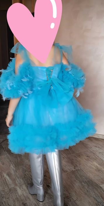 Рокля за госпожица на 10години с подарък панделка за глава