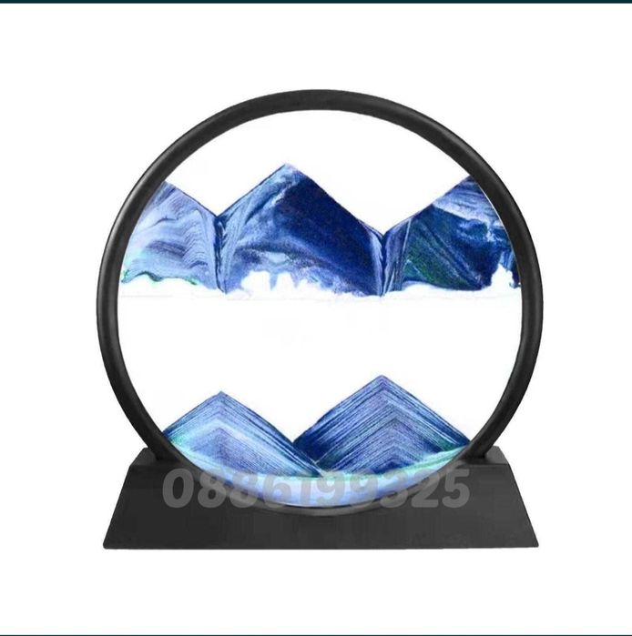 3D Пясъчен часовник с движещ се пейзаж Пясъчен живопис, Оранжев/Син