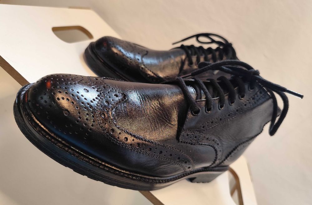 Ghete lace up brogue 40 Lav Artigianale piele naturala moale navy
