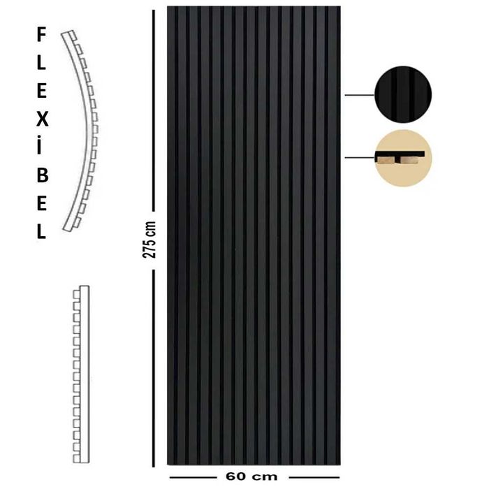 Акустични стенни панели 60/275 см. Антрацит/Крем/Черен