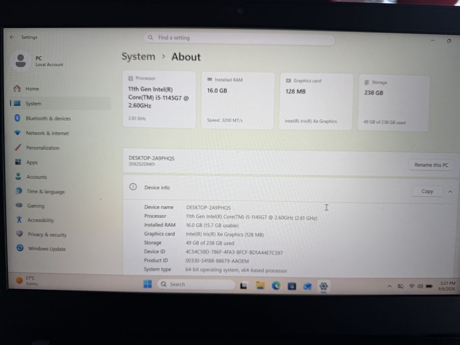 Laptop Lenovo, I5, 2.6 Ghz, SSD 256 , 1100 RON