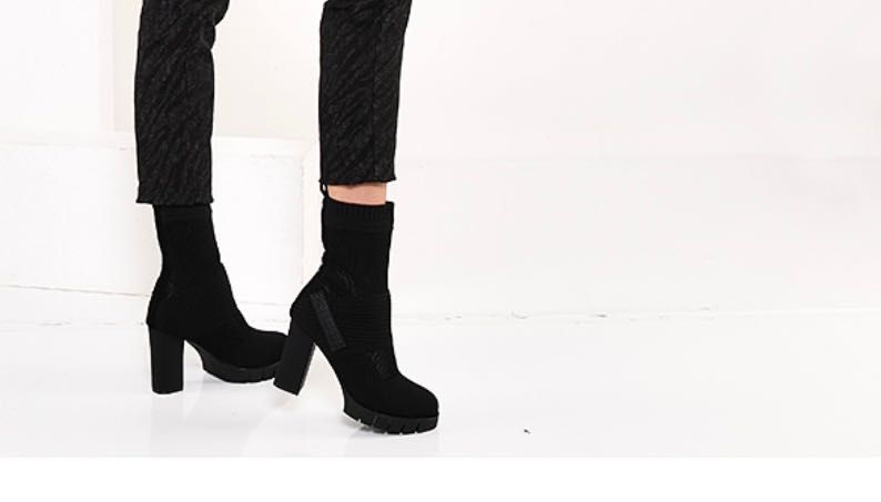 Дамски боти текстил черни