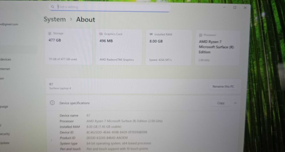 Microsoft Surface Laptop 4 - 15" / Ryzen7 / 8GB RAM / 512GB SSD Silver