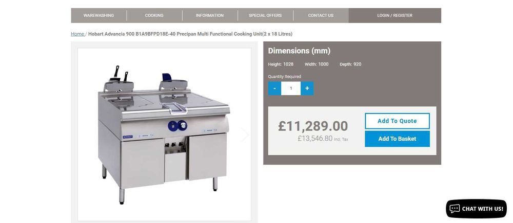 HOBART- Tigaie basculanta, Friteuza, Fry Top 2 x 18 litri (All in one)