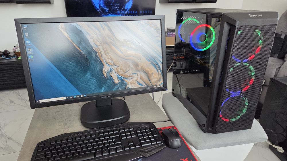 PC Gaming i5 9500-6core /RX580-8GB ddr5 / 16GB DDR4+ SSD + HDD + Monitor 24” + Tastatură + Mouse