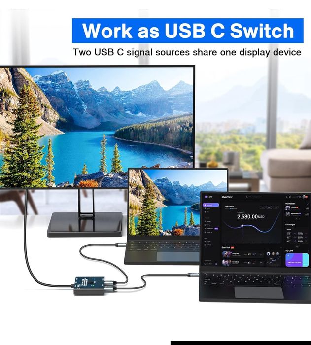 Comutator USB C 8K  bidirecțional KVM 10 GB