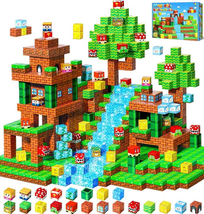 Магнитни строителни блокчета, сензорни играчки, 3+ години, 108 части