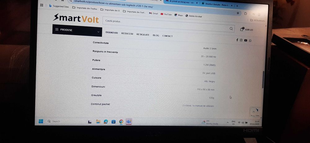 Boxe stereo Logitech cu alimentare USB Z120-5lei transportul