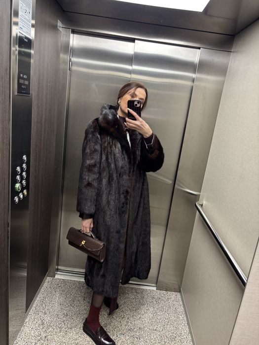 Дълго палто кожух норка визон цели кожи