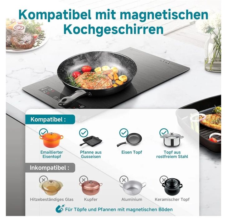 Plită inducție Amzchef touchscreen 3300w 2 zone