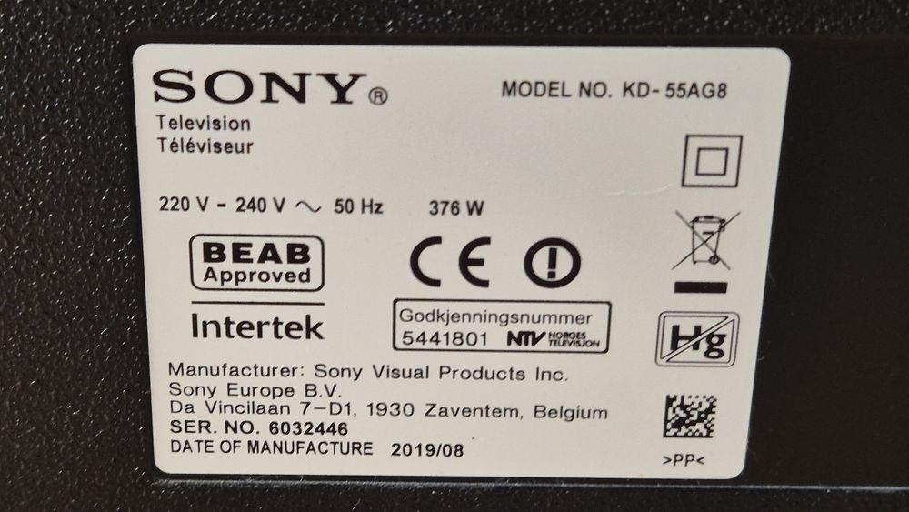 Sony KD-55AG8 OLED,Android,4K,UltraHD, Smart, WiFi