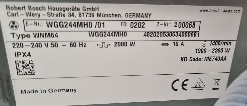 Пералня BOSCH 9кг 1400обр А +++ Made in Germany