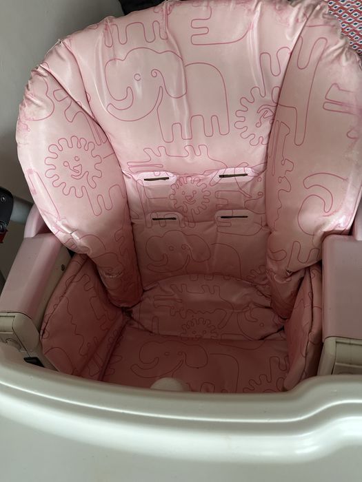 Scaun de masă copii Peg Perego Prima Pappa – Roz/Desene – Reglabil, pliabil