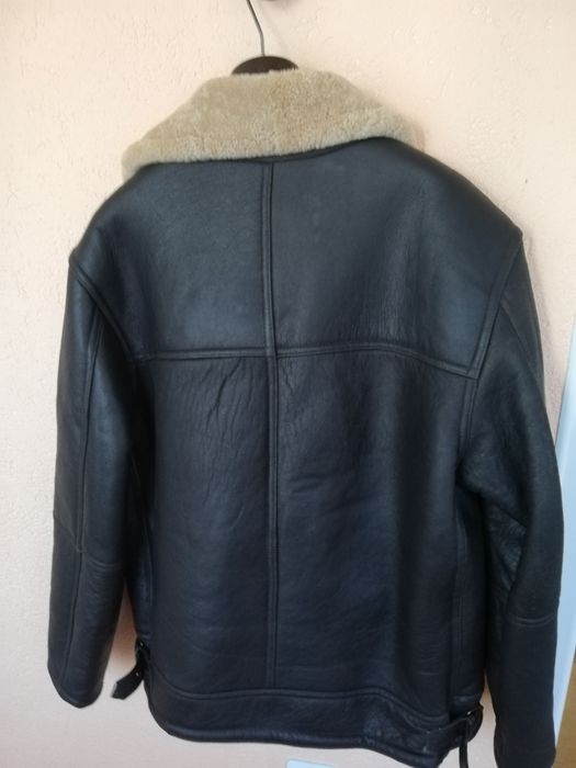 Geaca piele bărbati Aviator Godskefur Xl cu blana