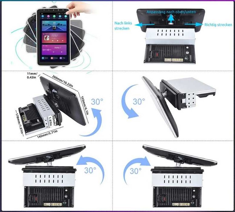 10.1” 1-DIN мултимедия с Android 14, 8-core CPU 6/128GB ,  4G/LTE, RDS, CarPlay и AndroidAuto