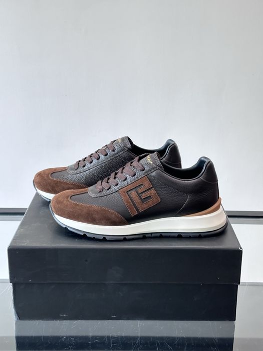 Balmain Monogram Runner Sneaker "Dark Brown Leather"