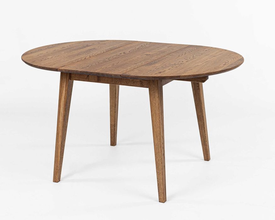 Masa lemn de stejar extensibila, GENEVA rotunda, Ø100+40 cm