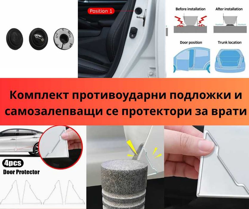 Комплект противоударни подложки и самозалепващи се протектори за врати