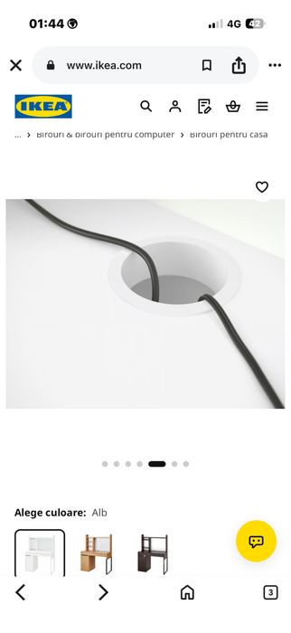 Birou alb pentru copii/elevi, cu etajeră – stare foarte bună