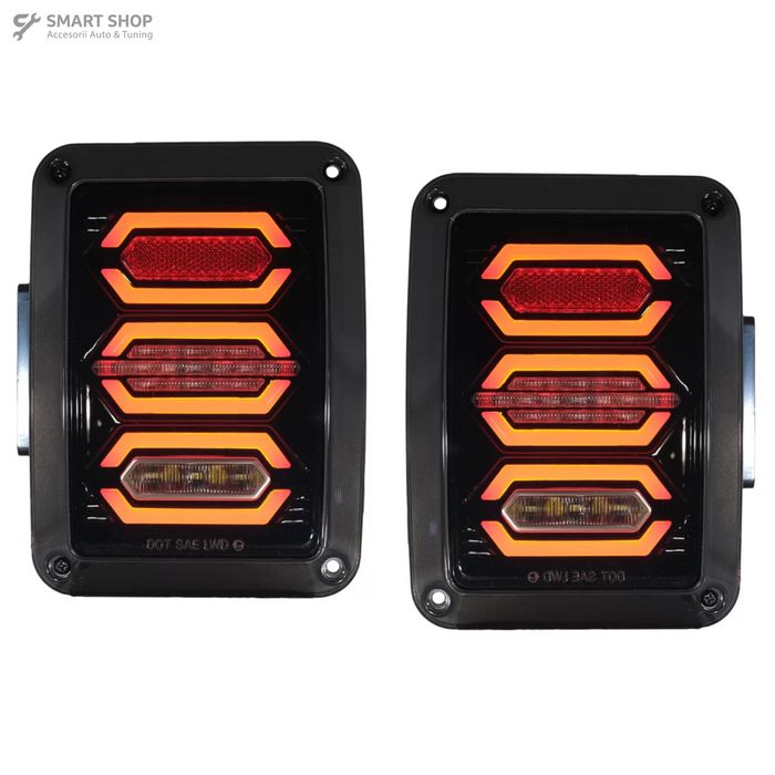 Stopuri Full LED compatibil cu JEEP Wrangler JK (2007-2017) Fumuriu