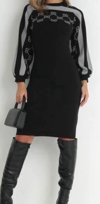 Compleu rochie și top gri/negru, mărimea S/M