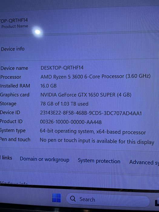 Unitate Pc Gaming, Ryzen 5-3600, 16gb ram, 1 tera, Gtx 1650 Super