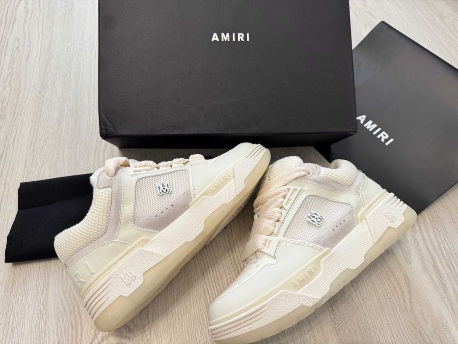 Adidasi Amiri MA-1 Lace-Up Sneakers - White Premium din Piele - NOI