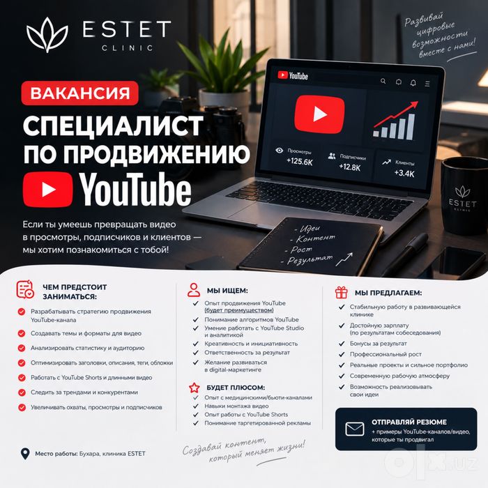 Youtube - маркетолог | Развивай канал пристидной клиники