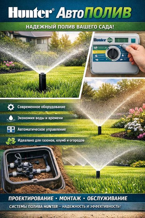 Автополив ,Капельный полив Hunter