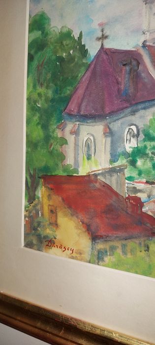 Tablou vechi,acuarela,semnată, piesă de colecție.