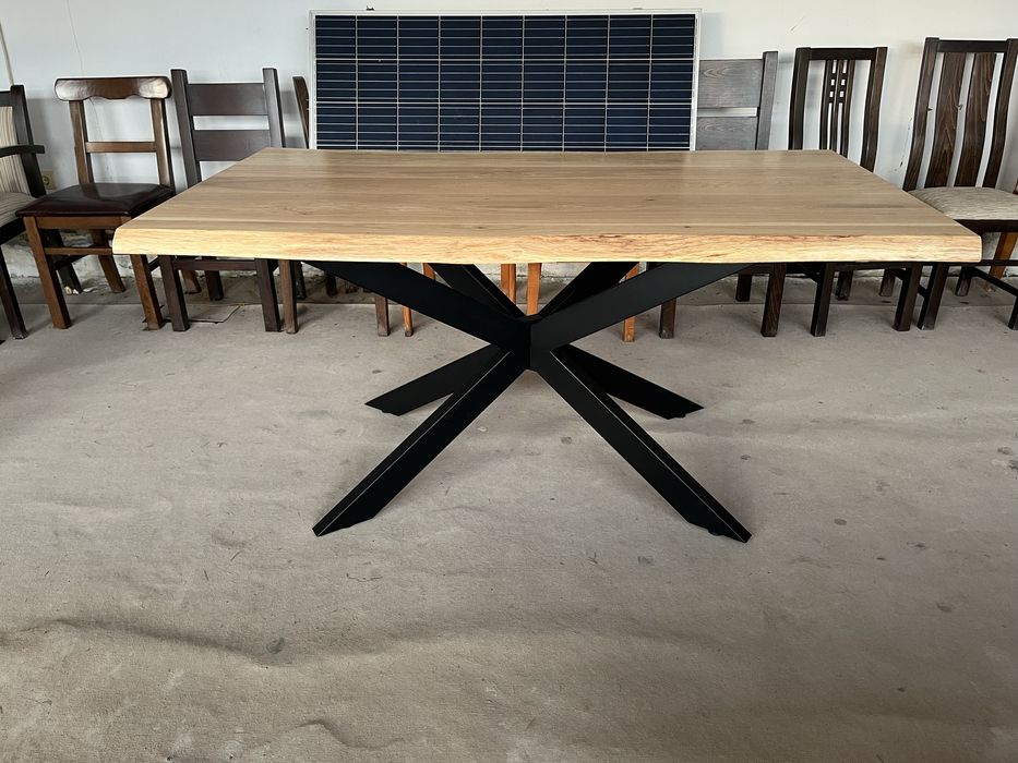 Масивна дъбова маса с метални крака 160/90