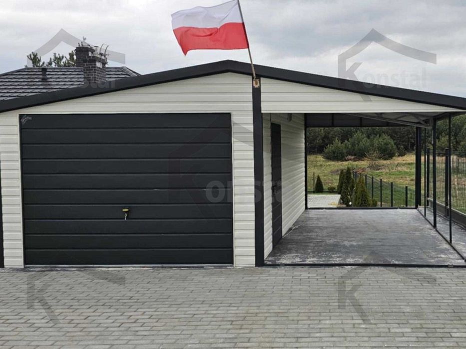 Garaj metalic 6,5x5 EXTRALINE + copertină + BTX9010 + BTX9005