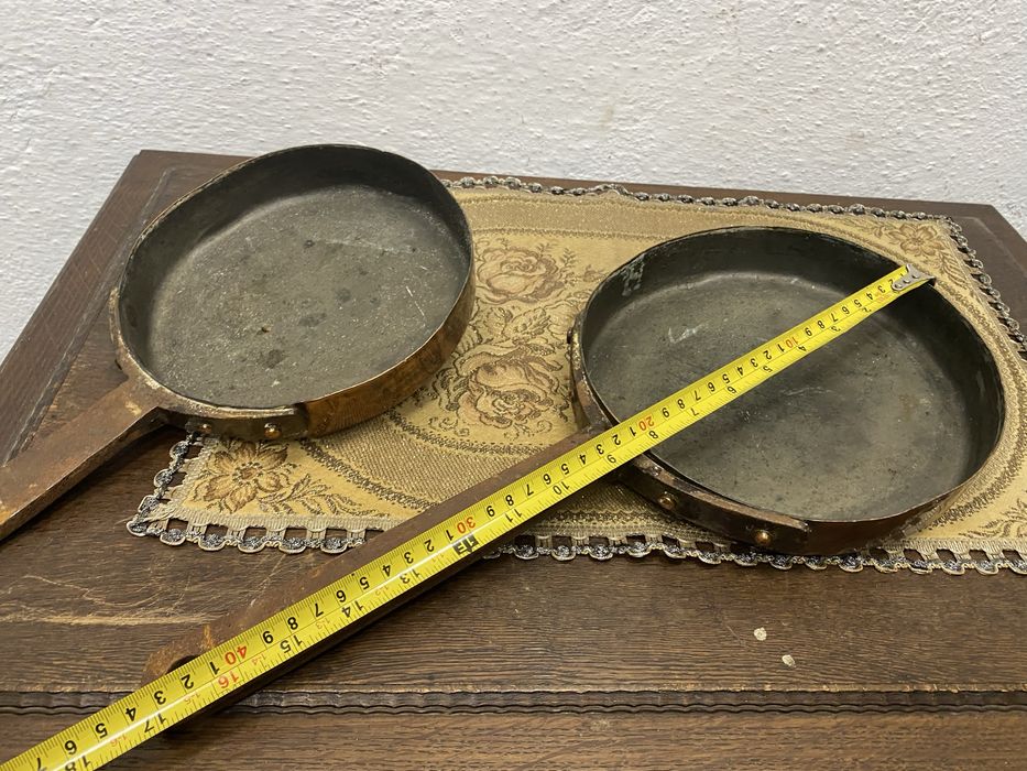 Старинни медни тигани комплект 2 броя Западна Европа 1900