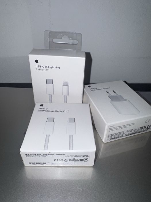 ПРОМО ОФЕРТА:  Кабел за зареждане USB C/Lightning + USB C Адаптер за iPhone X/11/12/13/14/15/16/17 Mini, Plus, Air, Pro и Pro Max