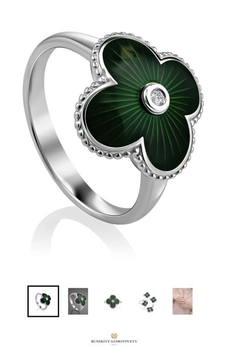Серебряный набор кольцо и серьги Русские Самоцветы