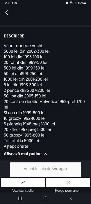 Vând monede vechi