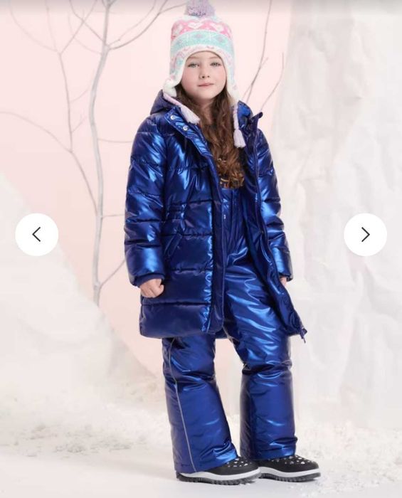 Ново детско зимно яке Sinsay с качулка, дълго, син цвят, 98см, 1,5-2г