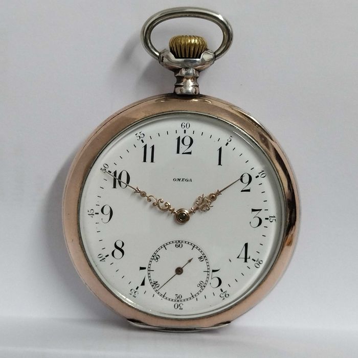 Ω OMEGA джобен часовник, сребро/silver 0,800, Gold Filled, идален, много рядък