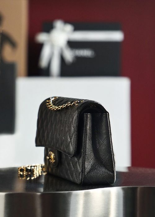 Geanta Chanel classic flap 25cm piele caviar, tip Premium