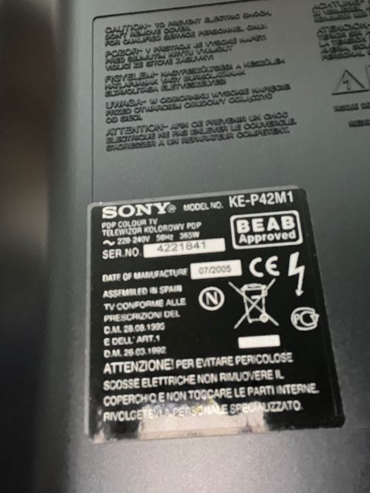 телевизор Sony, 42dmь , сборка Чехия