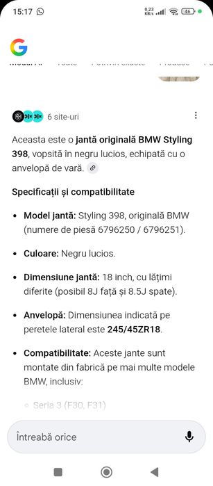 Jante originale BMW 5×120 R18 styling 398 y-spoke