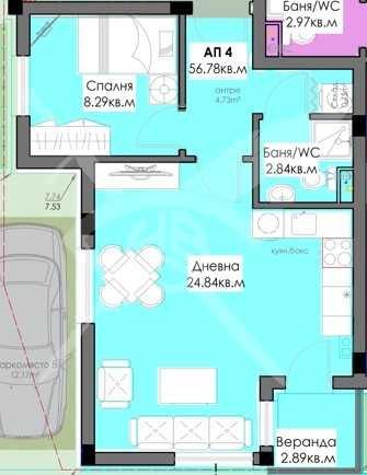 Двустаен апартамент в Крайморие 760-22989