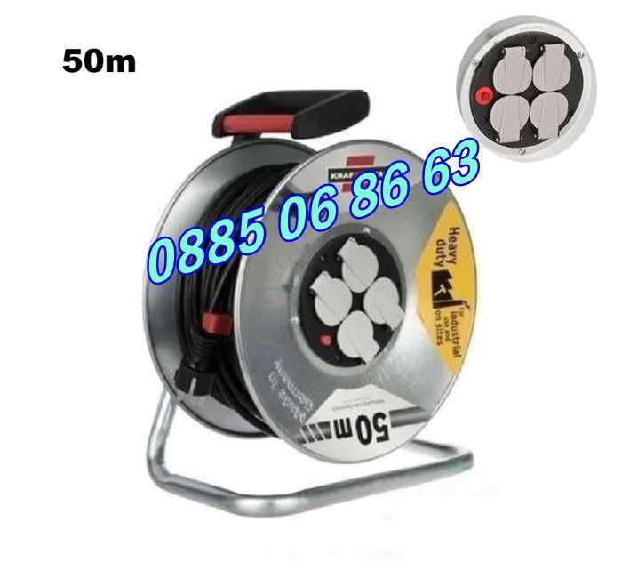 Ел. удължител макара 50 метра с 4 гнезда