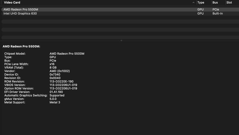 MacBook Pro 16 i9 32gb RAM 1tb ssd Radeon Pro 5500m 8GB