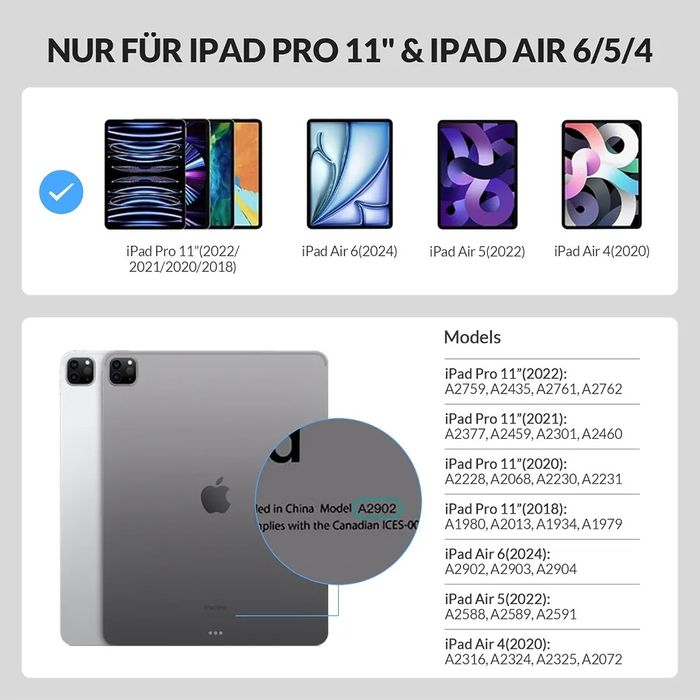 Tastatura Rii Air cu touchpad, Bluetooth si prindere magnetica pentru iPad Pro 11 si iPad Air 6/5/4.