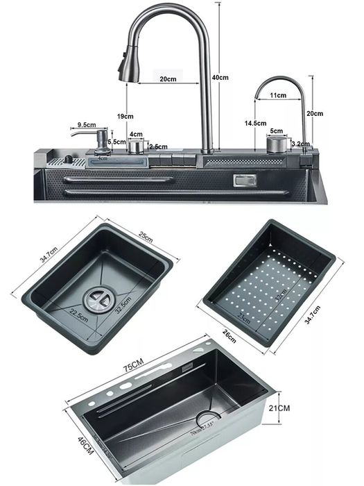 Кухонный смарт мойка внутри корпус металлически