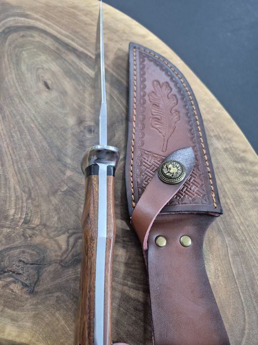 Ръчно изработен ловен нож с кожена кания,LN434