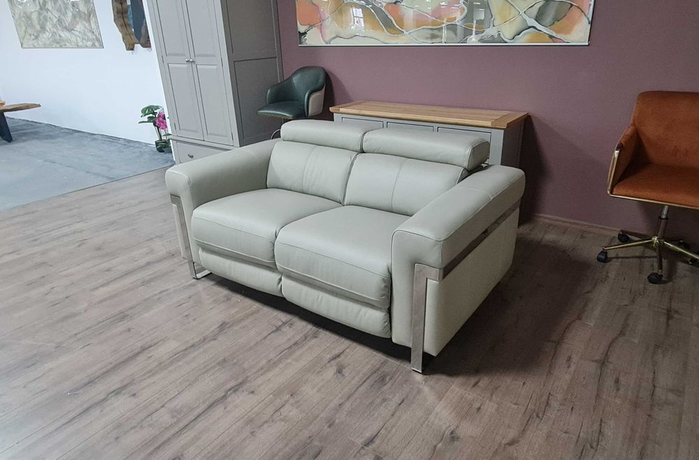 Сив кожен диван двойка "Moreno"