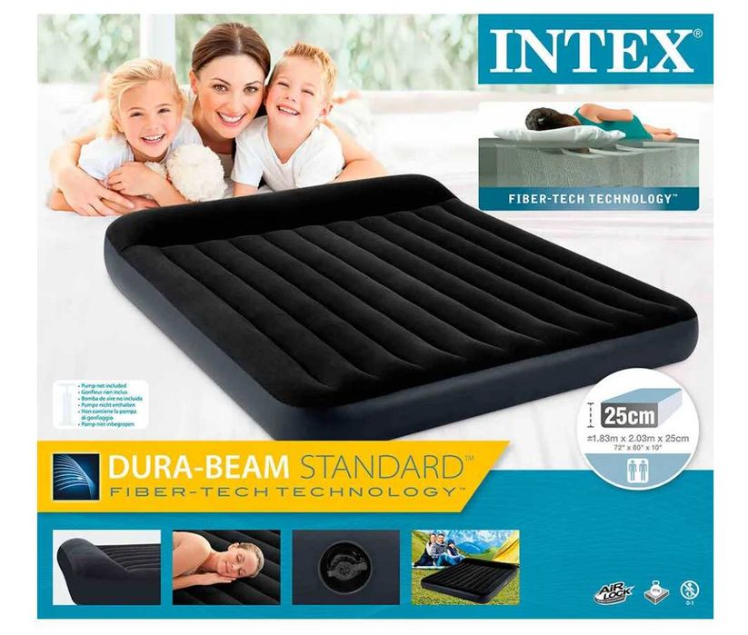 Кровать надувной-64143 C насосам-153х203х25 см Доставка бесплатно